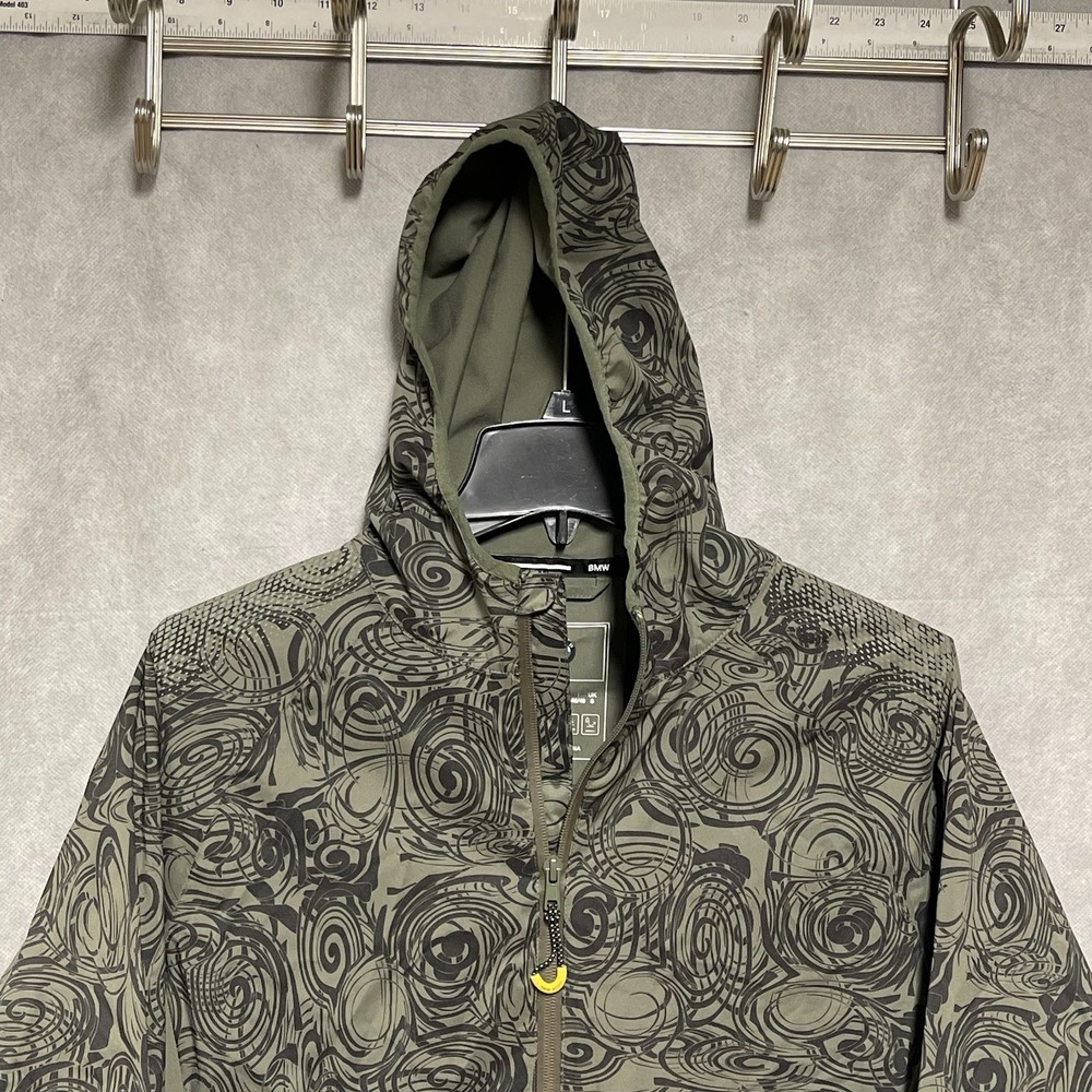 BMW Jacket Men S Reflective Hood Geometric Softshell Windbreaker Zip Waterproof